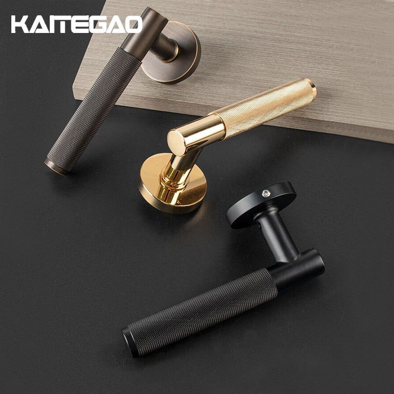 Satin Polished Chrome Knurled Door Handle Modern Luxury Stainless Steel 304 Hotel Door Handled Lock Lever Handles