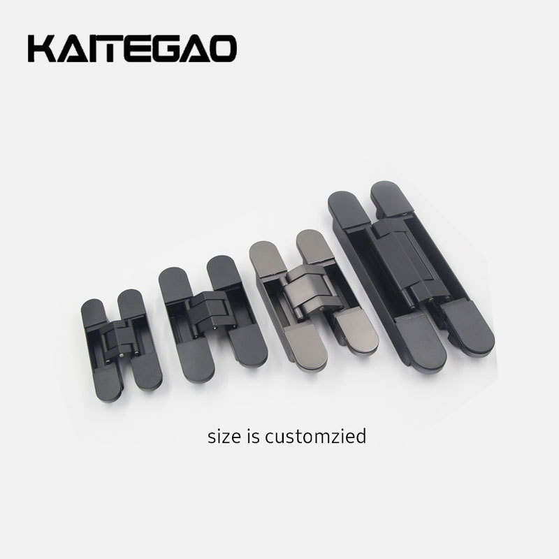 Black Adjustable Concealed Door Hidden Hinge Hardware 180 Degree Open Angle Zinc Alloy Invisible Pivot Hinges