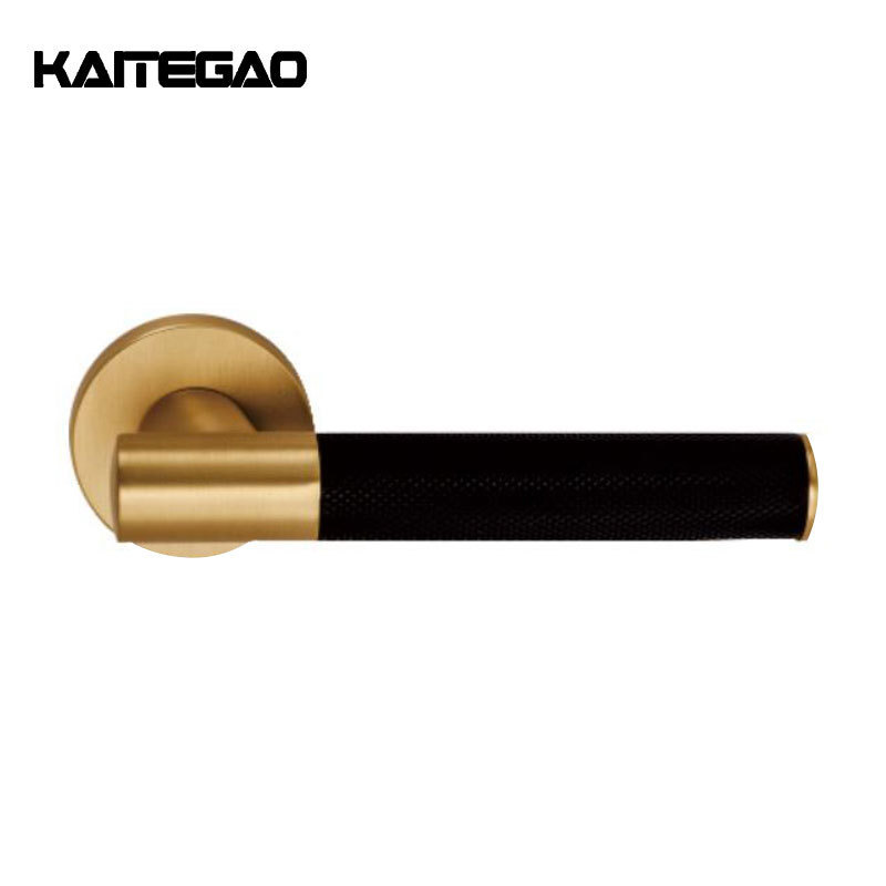 Knurled Privacy Door Lever Handle Round Knob Classical European Design Zinc Alloy Gold Interior Door Lock Handle