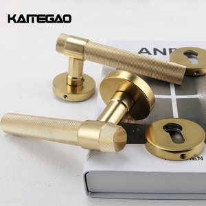 Factory Wholesale Modern Luxury Stainless Steel Interior Door Pull Handles Black Gold Knurled Door Lever Handle Lock