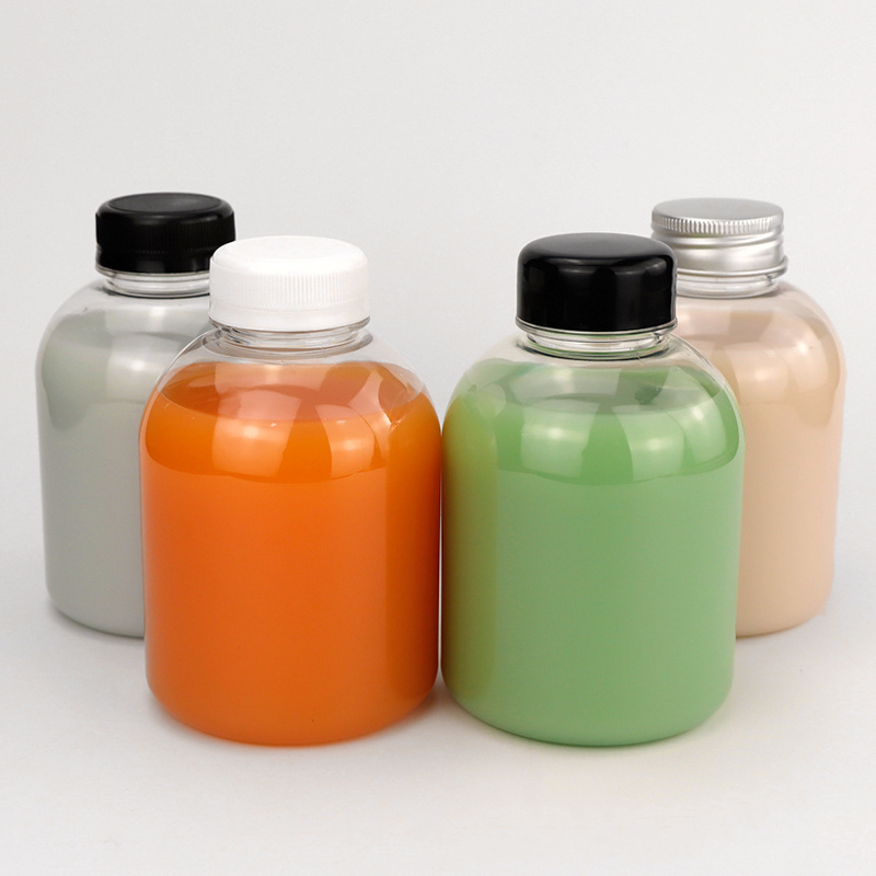 Custom 1 liter 16oz 16 oz 32oz 32 oz 500ml 500 ml Clear Plastic Juice Bottles With Cap Lid For Container