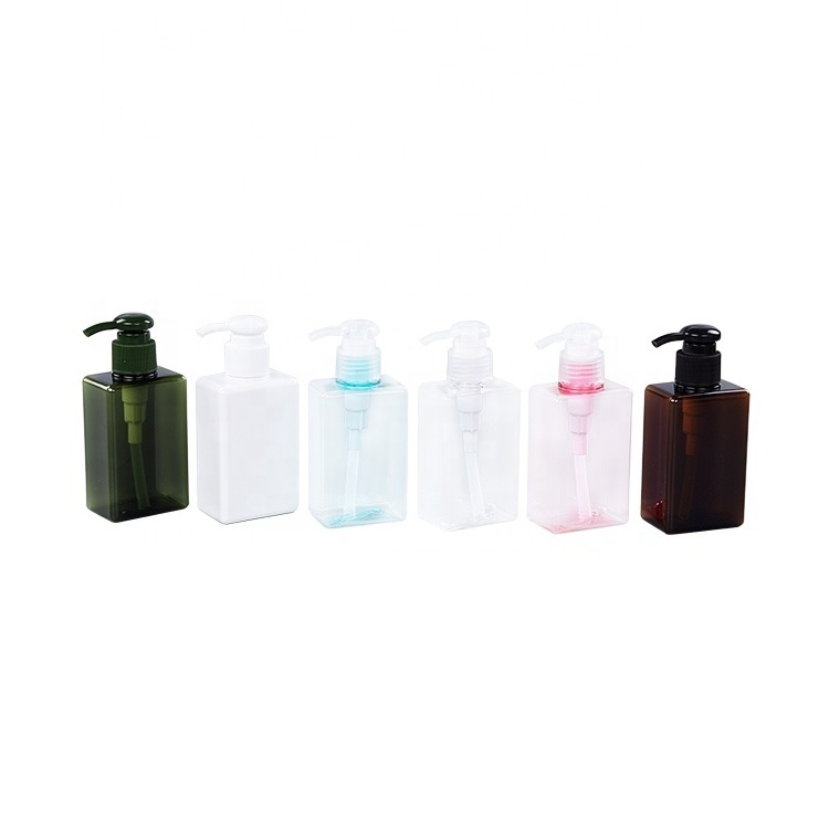 100ml 150ml 250ml 280ml 450ml 650ml PETG Plastic Square Hand Washing White Green Clear Pink Blue Brown Shampoo Shower Gel Bottle