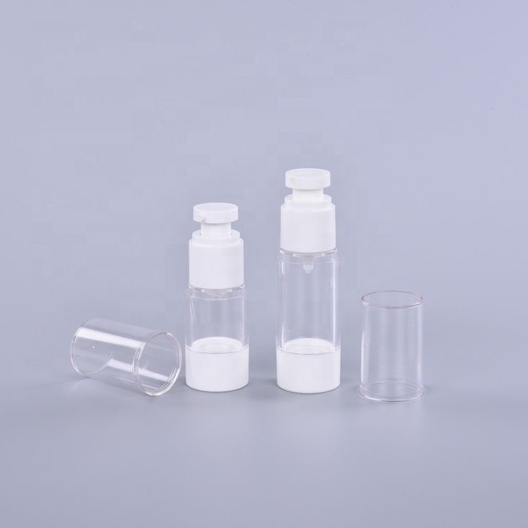 Custom 15 30 50 ml 100ml 120ml AS PP Plastic Airless Body Lotion White Black Bottle With Vacuum Pump 15ml 50ml 60ml