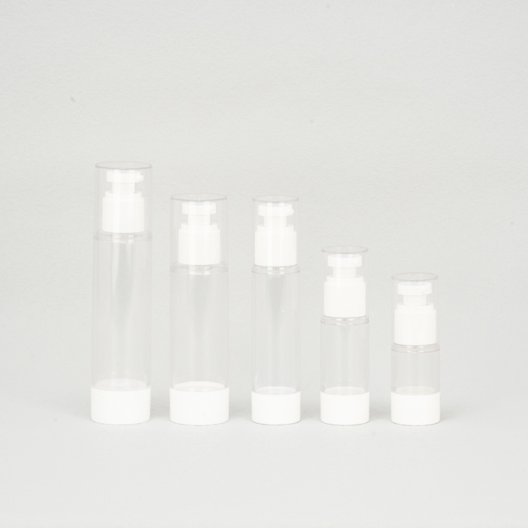 Custom 15 30 50 ml 100ml 120ml AS PP Plastic Airless Body Lotion White Black Bottle With Vacuum Pump 15ml 50ml 60ml