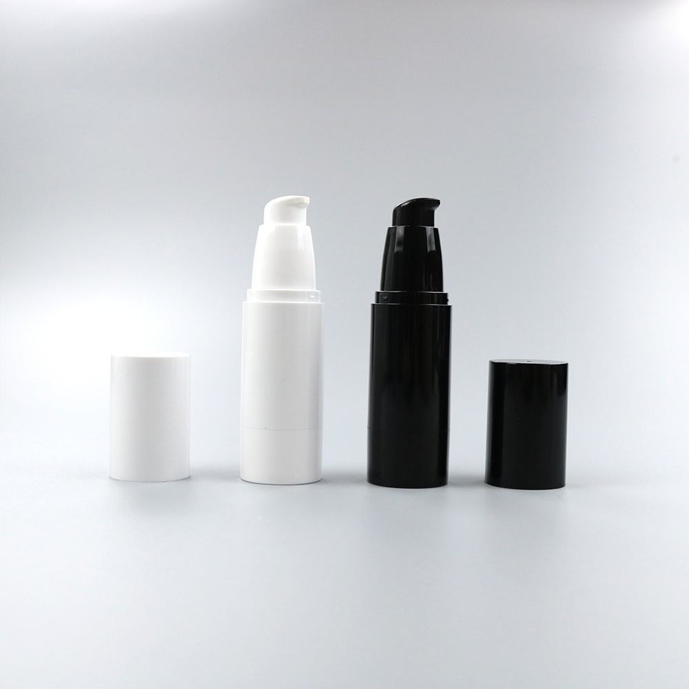 Custom 15 30 50 ml 100ml 120ml AS PP Plastic Airless Body Lotion White Black Bottle With Vacuum Pump 15ml 50ml 60ml