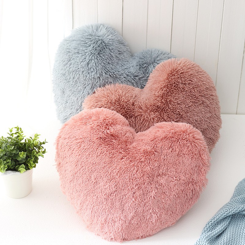 hot sale wholesale shaggy heart shape ball shape cheap cushion  plush pillow for sofa bed