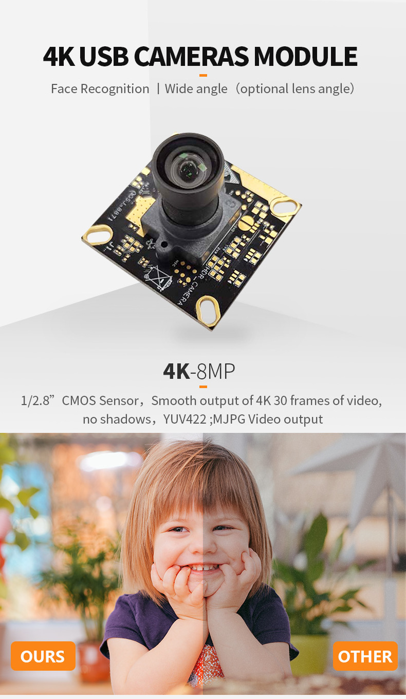 High Quality 8mp 8megapixel IMX415 Cmos Sensor Face Recognition Wide Angle For sony imx 4k usb camera module