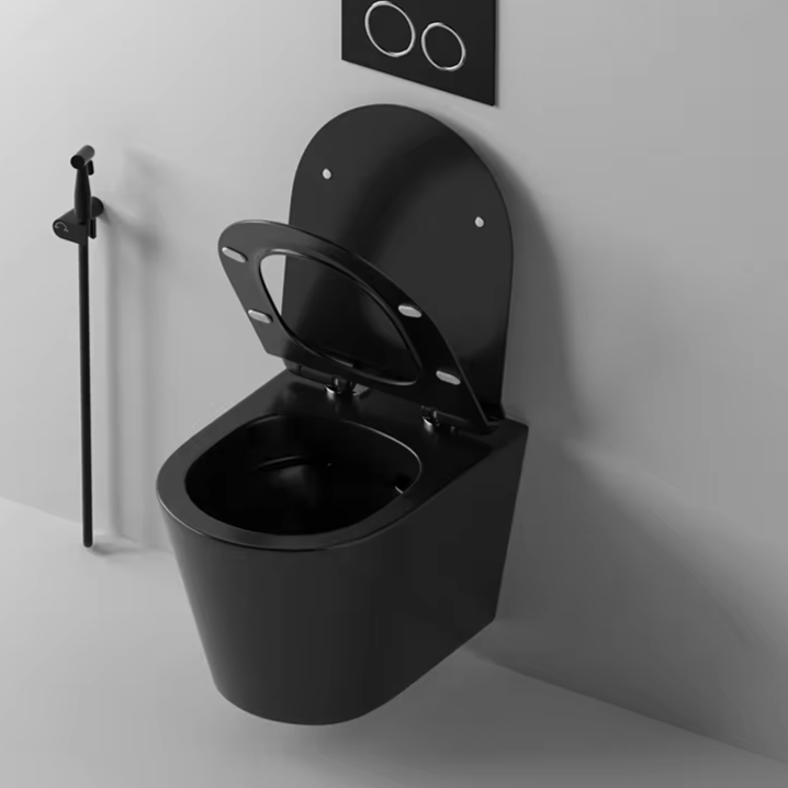 CaCa Ceramic Matte Black Color Water Closet Wallhung Toilet Bowl Bathroom Rimless Wall Hung Toilet For Bathroom