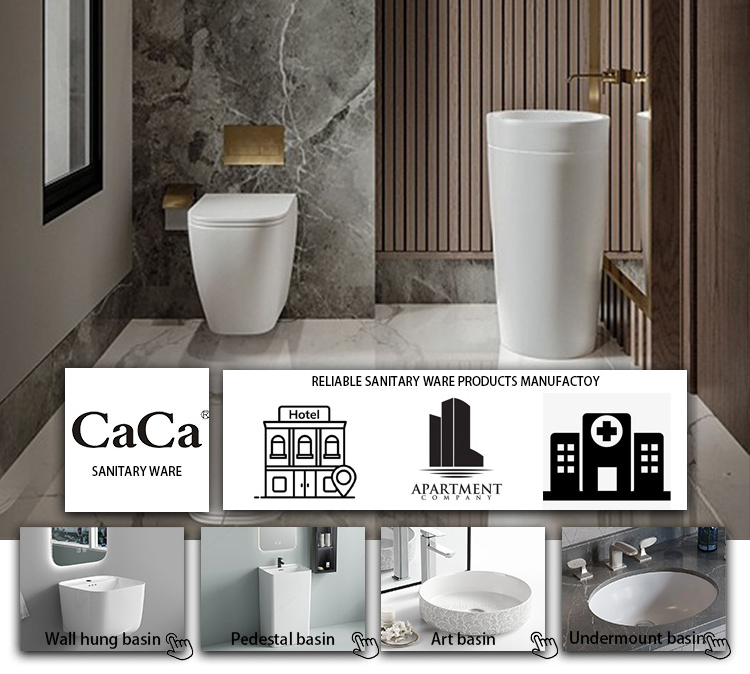 CaCa Sanitary Ware Freestanding Pedestal Wash Basin Bathroom Column Sink Ceramic Wash Basin