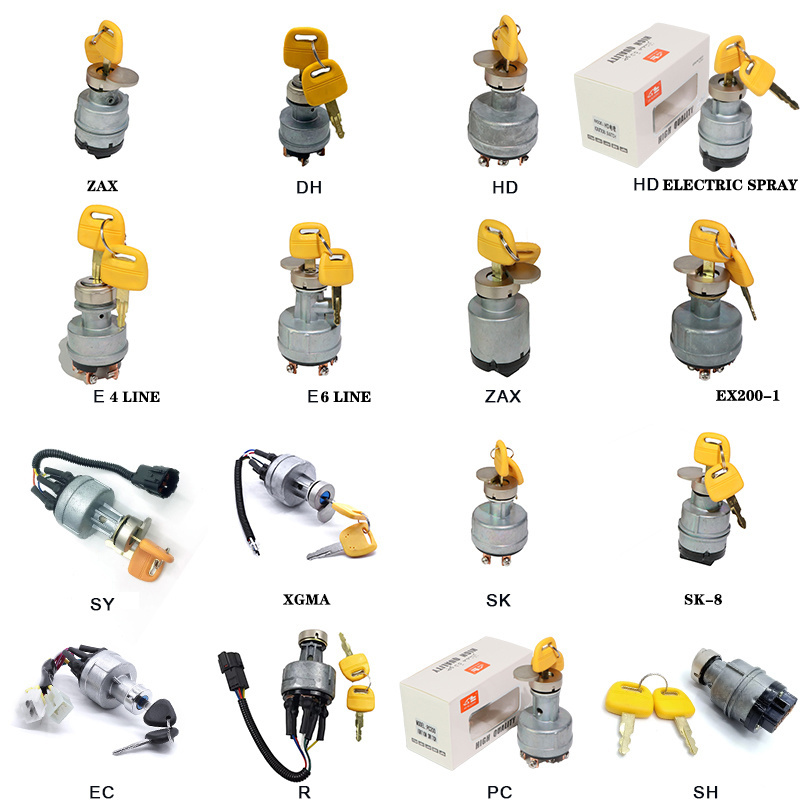 Excavator Ignition Switch with 2 Keys starter switch for sumitomo Komatsu Hitachi Hyundai kobelco Daewoo volvo sany doosan kato