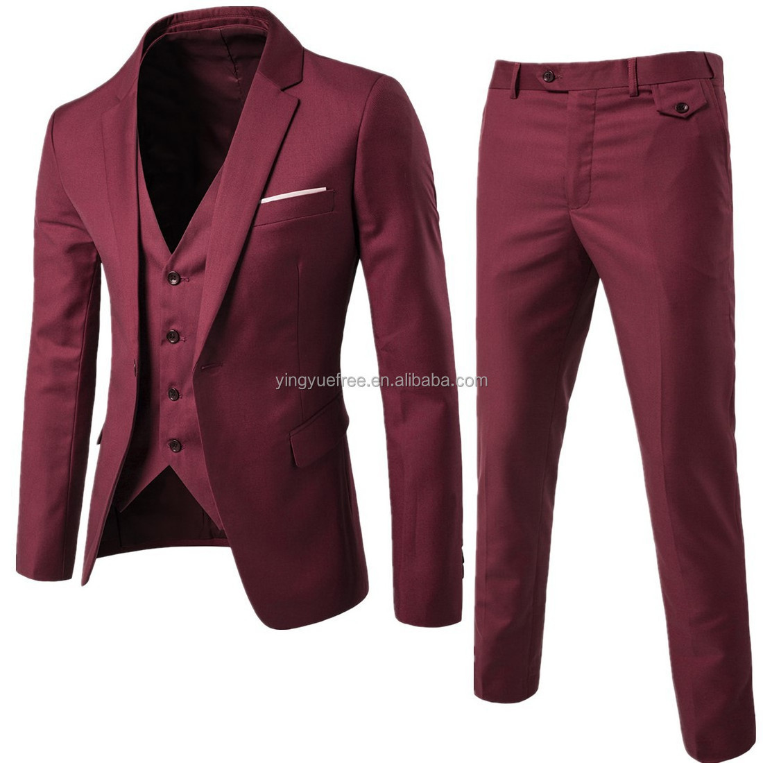 Wholesale Autumn and winter three-piece groom suit four seasons Korean version solid color slim business suit men's small suit