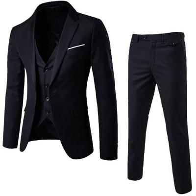 Wholesale Autumn and winter three-piece groom suit four seasons Korean version solid color slim business suit men's small suit