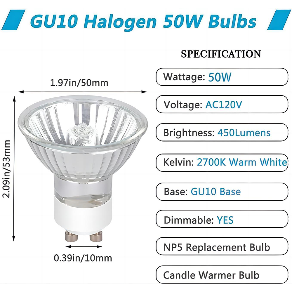 Energy Saving 230v 25w 35w 50w Gu10 Halogen Lamp Spotlight Fragrance Candle Warmer Lamp Showcase 35w 50w Gu10 Halogen Bulb