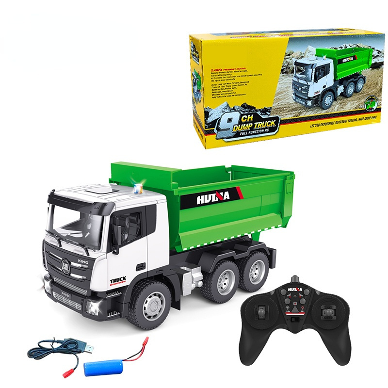 Huina 1556 1:18 9-Channel remote control semi-alloy dump truck children's toy car