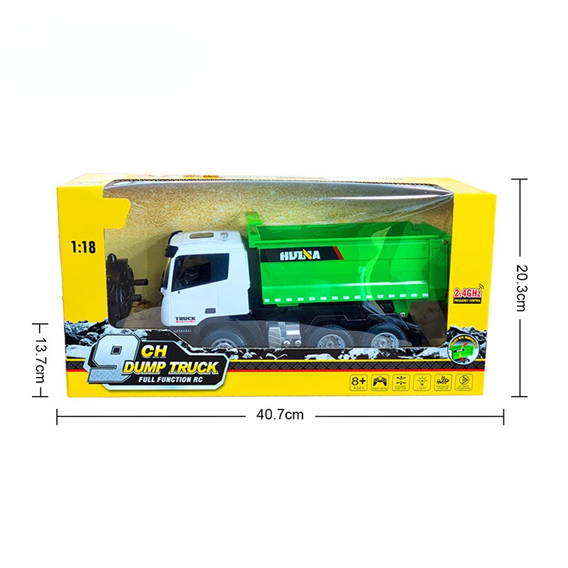 Huina 1556 1:18 9-Channel remote control semi-alloy dump truck children's toy car