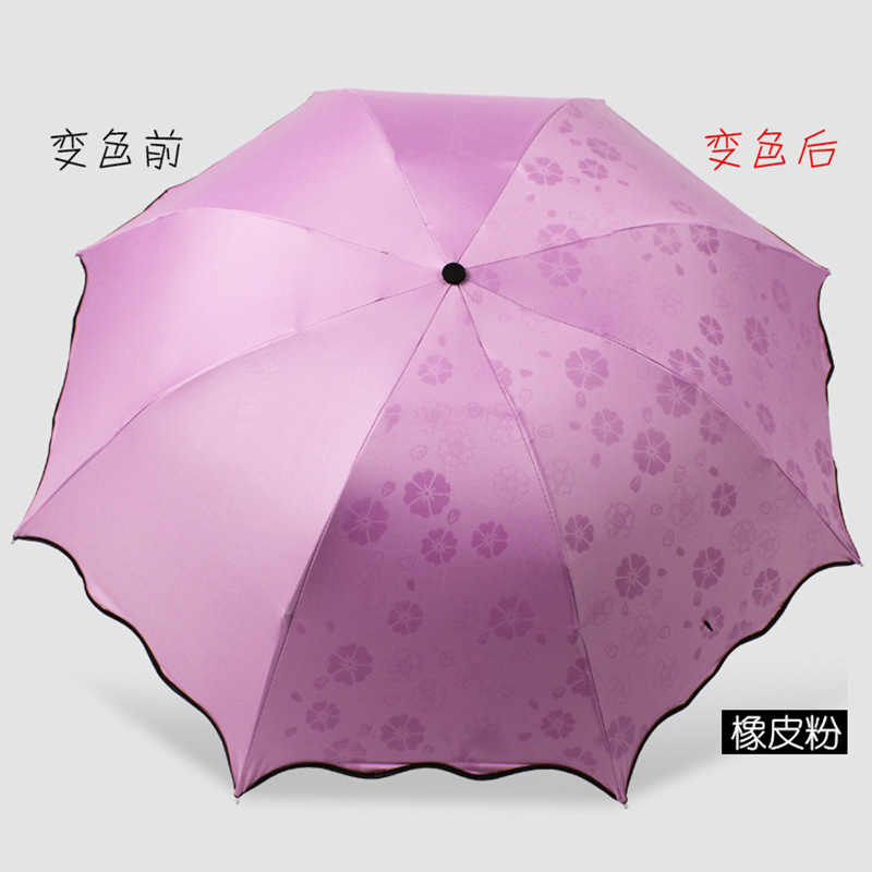 Encounter water flower flowering umbrella UV outdoor sun three fold umbrella cheap folding umbrella