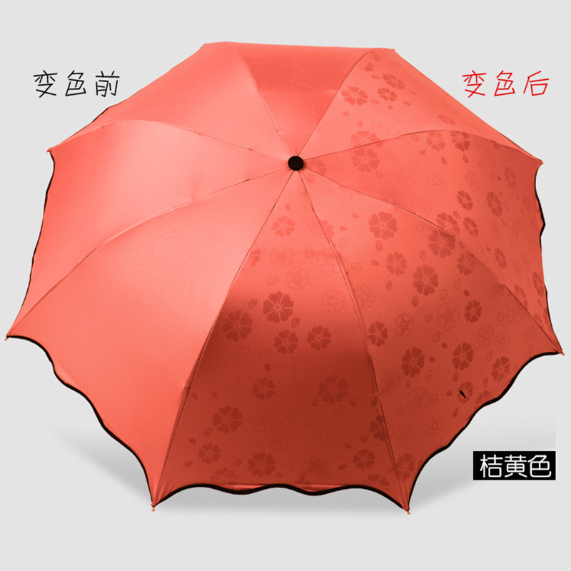 Encounter water flower flowering umbrella UV outdoor sun three fold umbrella cheap folding umbrella