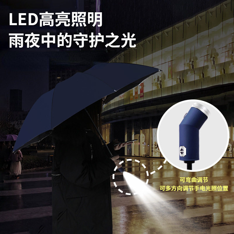 Fashion New LED umbrella ladies automatic 3 fold Umbrella  with flashlight light