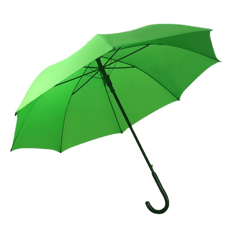 Green straight umbrella wholesale hook long handle umbrella gift logo advertising automatic advertising umbrella