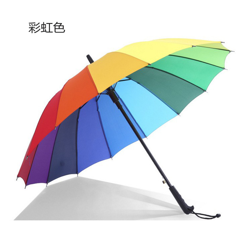 Business solid color gift long umbrella automatic handle 16 bone straight print logo advertising umbrella