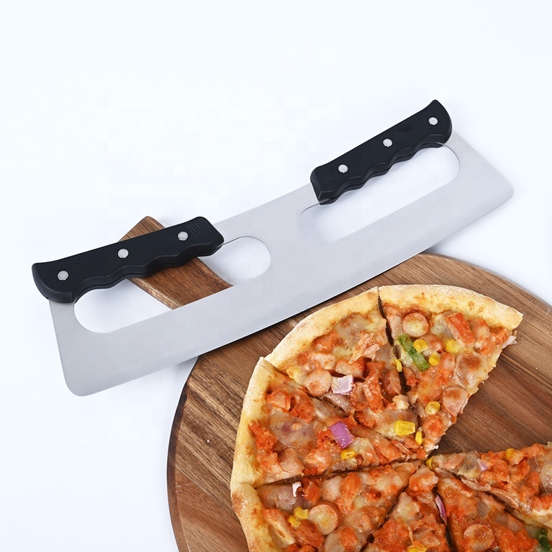 Large Stainless Steel Pizza Slicer Wheel Knife 14 inch Pizza Rocker Cutter with Protective Cover