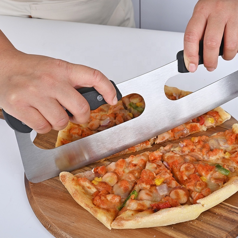 Large Stainless Steel Pizza Slicer Wheel Knife 14 inch Pizza Rocker Cutter with Protective Cover