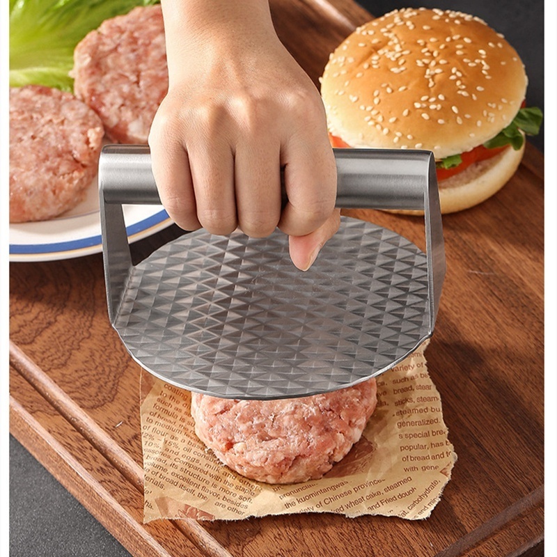 New Product Heavy Duty Burger Press Smasher 5.5 Inch Round Stainless Steel Anti Slip Bottom Surface Smash Burger Press