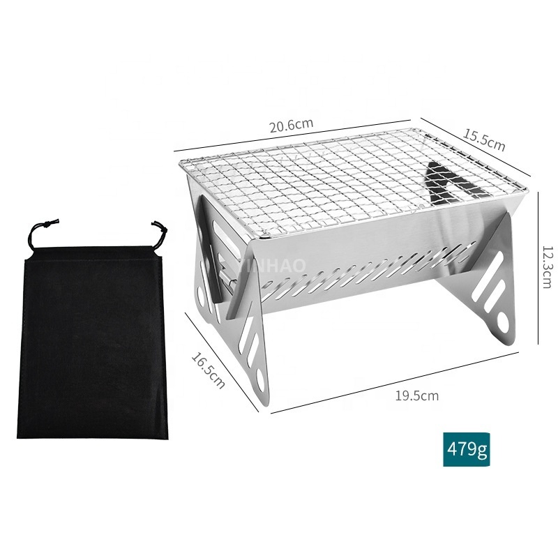 Hot Selling Mini Portable Charcoal Grill Small BBQ Grill Tabletop Fire Pit Stainless Steel Folding Camping Grill