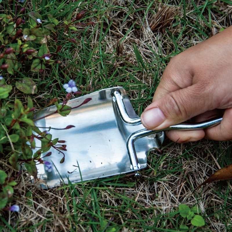 Silver Mini Small Campers Compact Folding Garden Hand Shovel with Pouch Stainless Steel Folding Shovel