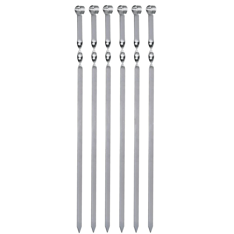 BBQ Accessories 6PCS 22inch Large Metal Skewers For Grill Barbecue Stainless Steel Kebab Skewer Set Long Grill Bbq Skewers