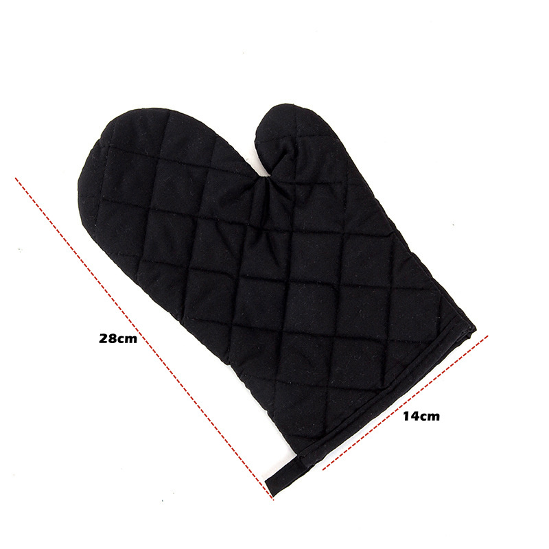 For Grilling Cooking Microwave BBQ Baking Black Oven Mitts Cotton with Soft Inner Lining Heat Resistance Cotton Gloves