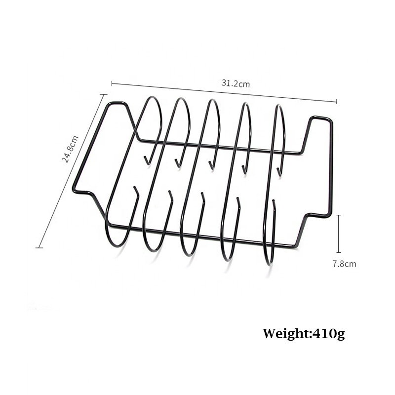 Hot Sale BBQ Accessories for Gas Smoker or Charcoal Grill Holds 5 Baby Back Non Stick Standing BBQ Rib Rack