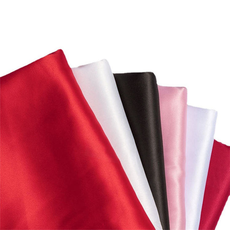 100% polyester  shiny fabric Cheap thick satin duchess satin fabric no stretch /stretch  satin fabric