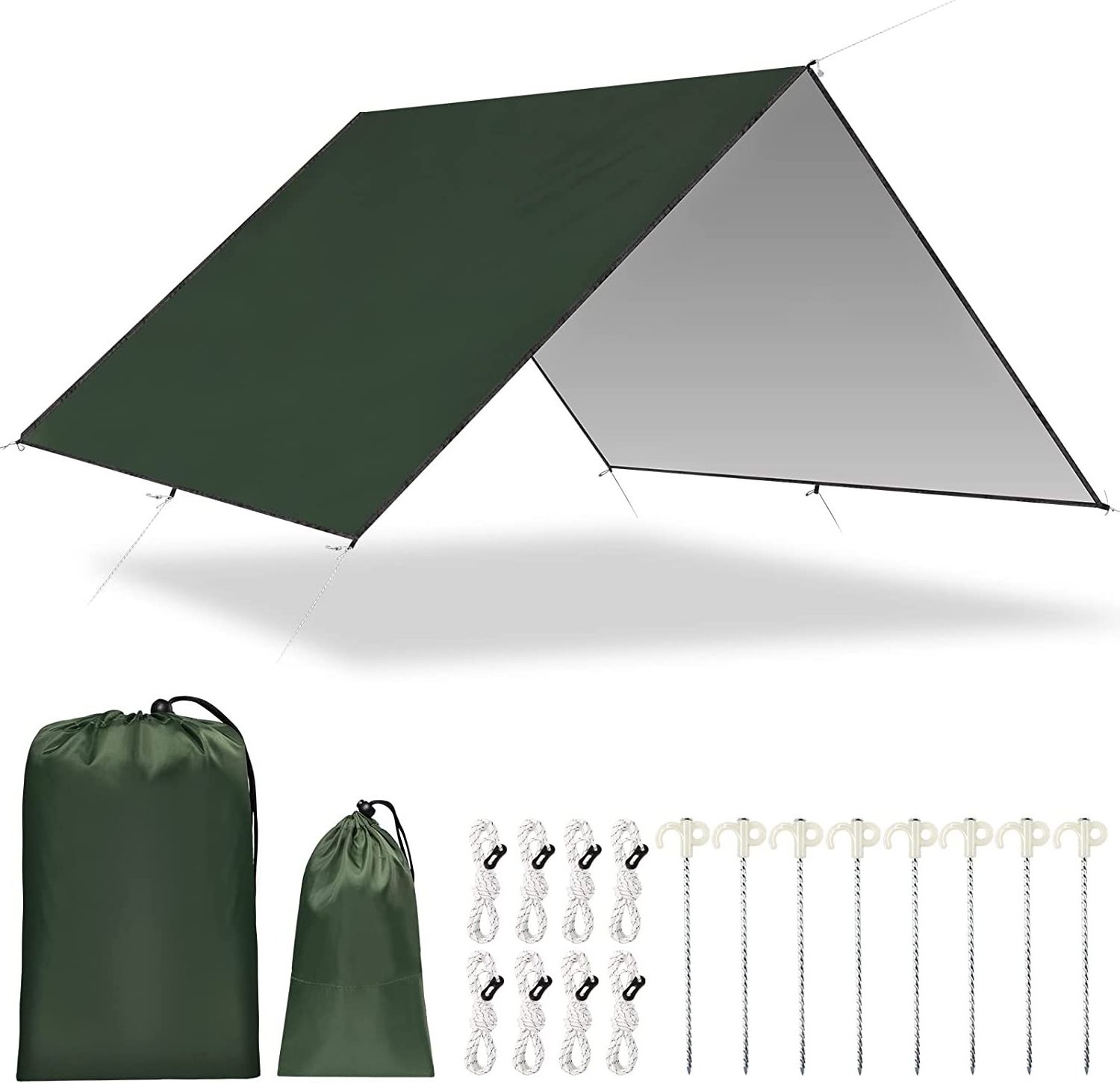 Waterproof Camping Tarp, Hammock Rain Fly Anti UV Sun Shelter Outdoor Camping Tent Tarp Windproof Snowproof