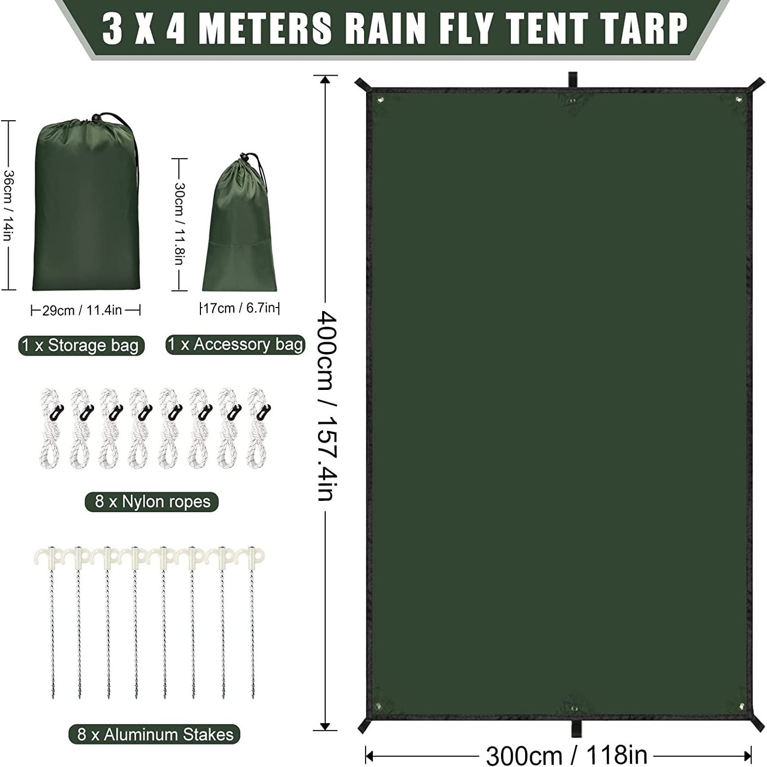 Waterproof Camping Tarp, Hammock Rain Fly Anti UV Sun Shelter Outdoor Camping Tent Tarp Windproof Snowproof