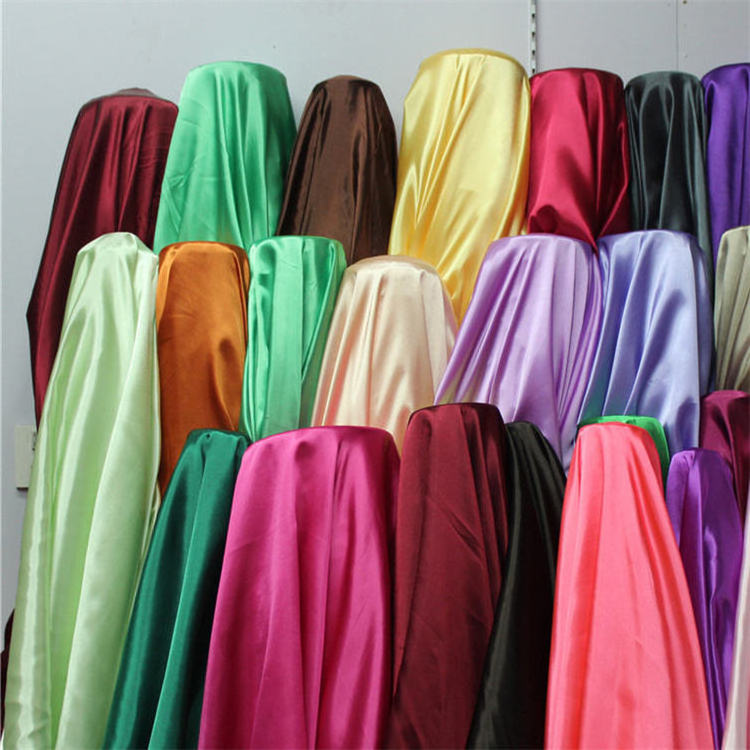 100% polyester  shiny fabric Cheap thick satin duchess satin fabric no stretch /stretch  satin fabric