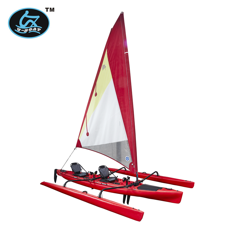 18ft trimaran saiboat with kayak pedal drive system UBP-K3 for two person