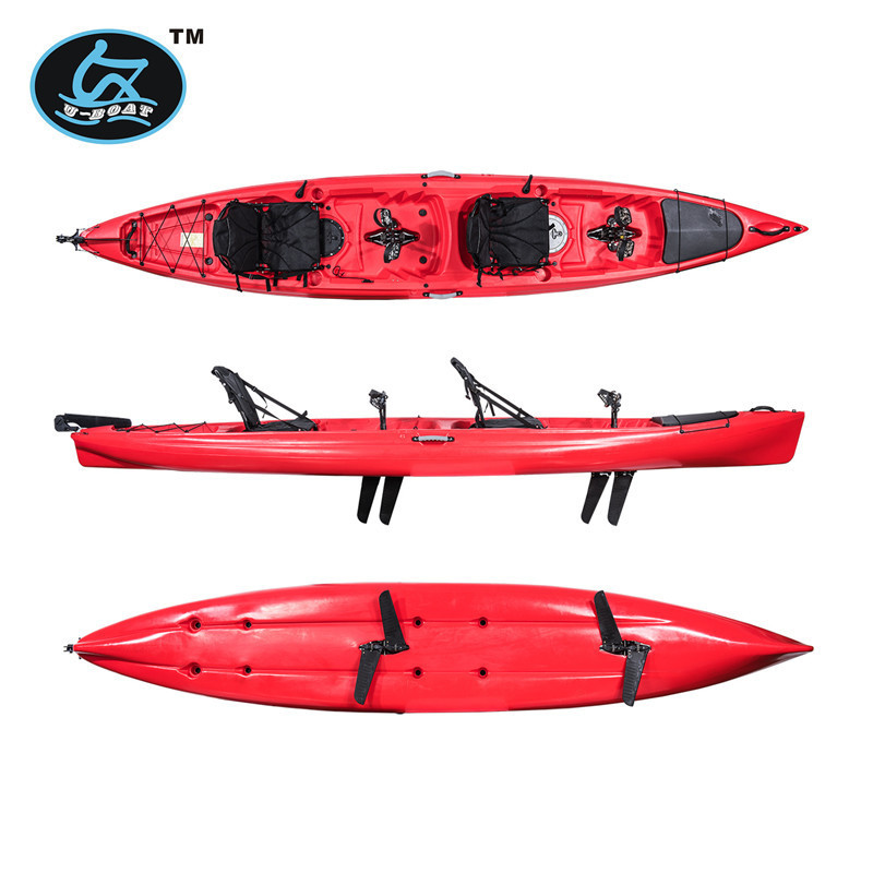 U-boat Hot sale ocean pedal drive kayak 2 person sit on top fishing kayak skiff canoe racing boat with rudder system