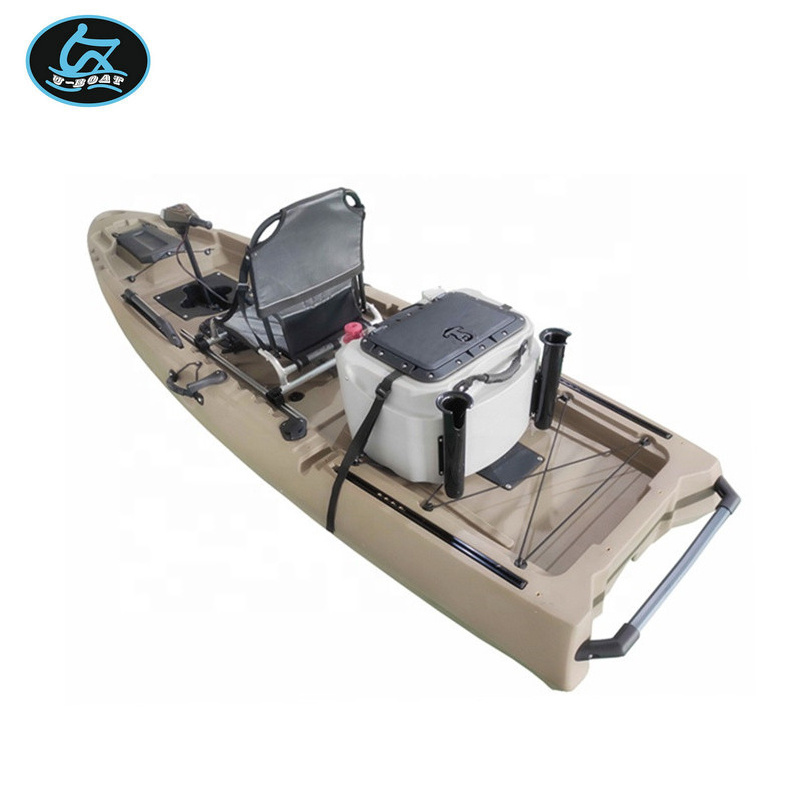 U-boat Hot sale single seat canoe fishing kayak pedal drive with motor electric with fish finder livewell