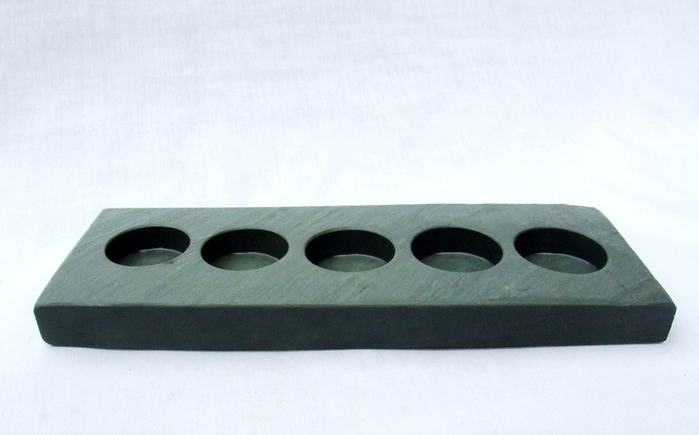 Natural cheap black slate menorah,slate candlestick,slate candleholder