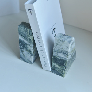 Wholesale Luxury Stone Customize Home Decor Stone Bookends Sculpture Green Marble book end