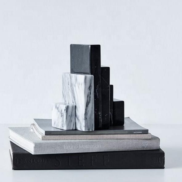 Multi-functional Home Decor Marble Bookends Sculpture Marble book end holder shelf