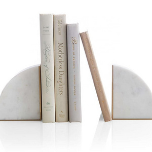 Nordic Home Decor study room White Marble Brass inlays Bookend set of 2