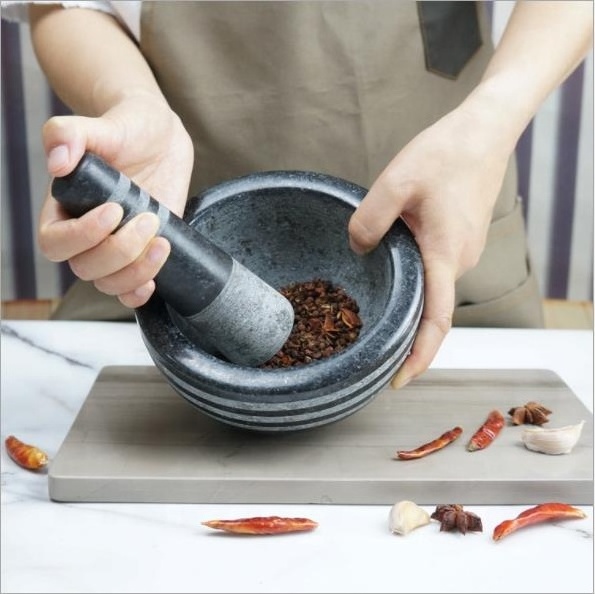 Factory Direct Household Granite Garlic Mortar and Pestle Set Hand Grinder for Garlic Masher