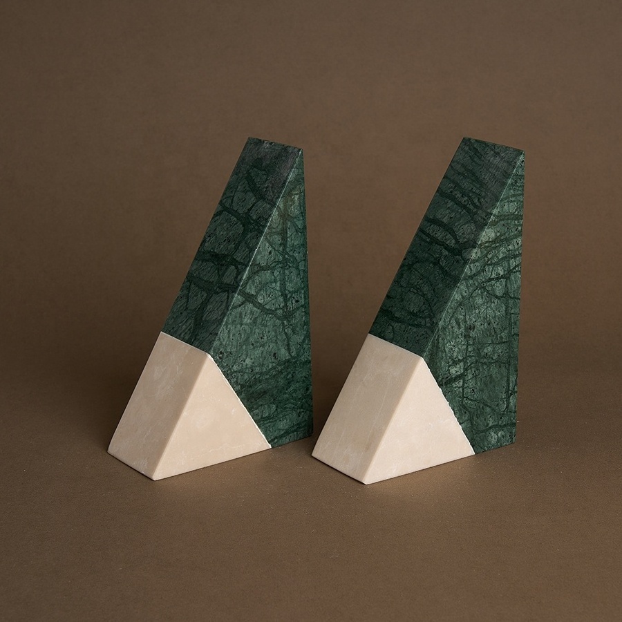 Customize Home Decor Stone Bookends Sculpture Green Marble Stone Marble book end