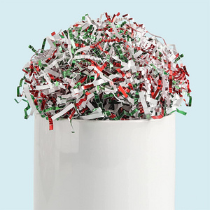 Low Cost Red Green White Crinkle Cut Paper Shredded Filler Christmas Cane Raffia Tissue Zig Craft Gift Boxes Bag Filler