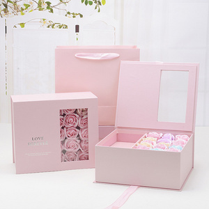 2022 Valentines Day Boxes Luxury Valentine Flower Box For Women Saint Valentin Artificial Rose Flower Box With Window