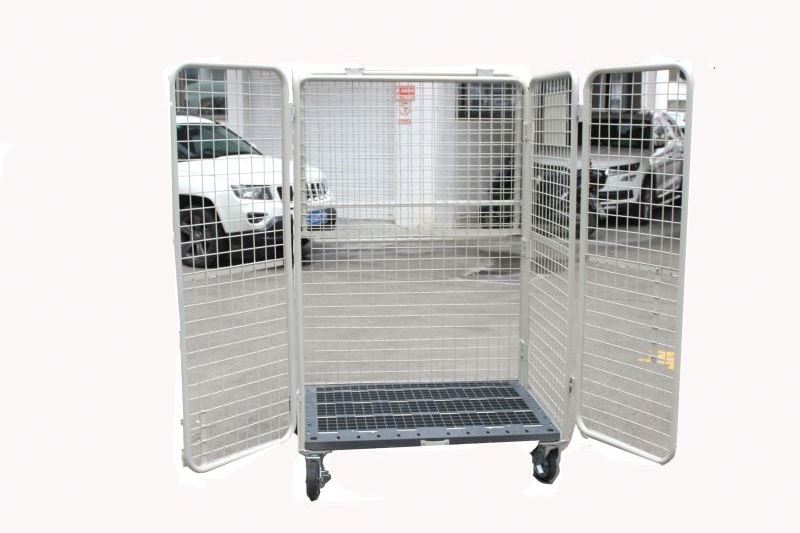 Large storage metal steel rolling  collapsible foldable cagemetal bin storage container