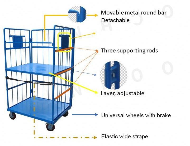 warehouse logistics collapsible trolley for warehouse,Warehouse Nestable Rolling Cage Trolley