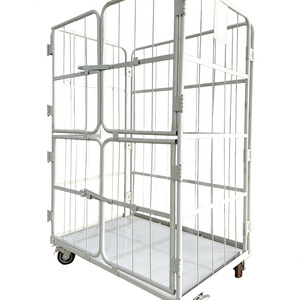 Logistics industrial laundry folding warehouse container cage roll containers trolley with door